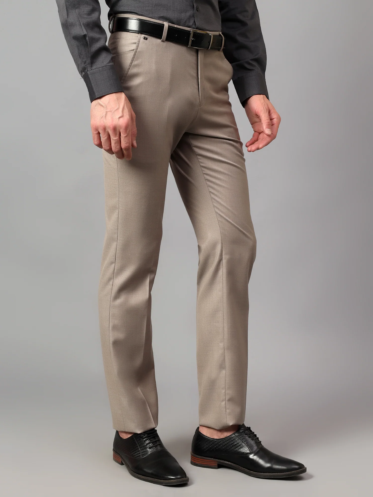Formal Trouser for Men | Breathable & Soft with Color Fastness Regular Fit Terry Rayon Fabric Self Design Pattern Hook & Eye Closure - Image 3