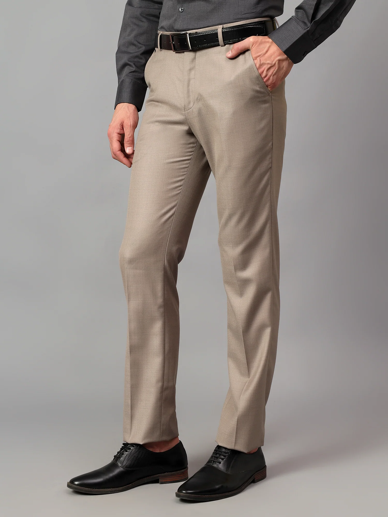 Formal Trouser for Men | Breathable & Soft with Color Fastness Regular Fit Terry Rayon Fabric Self Design Pattern Hook & Eye Closure - Image 4
