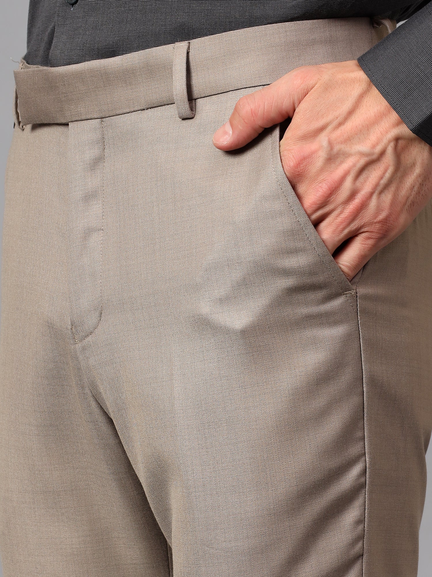 Formal Trouser for Men | Breathable & Soft with Color Fastness Regular Fit Terry Rayon Fabric Self Design Pattern Hook & Eye Closure - Image 5