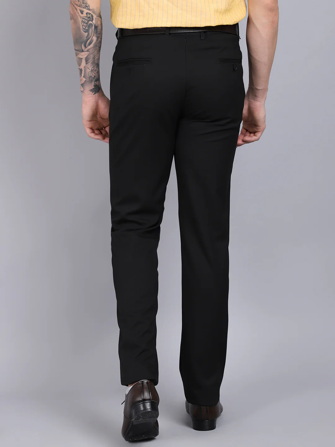 Formal Trouser for Men | Breathable & Soft with Color Fastness Regular Fit Poly Viscose Fabric Solid Pattern Hook & Eye Closure - Image 2