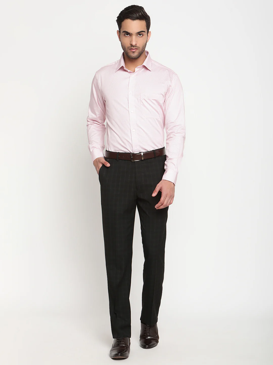 Formal Trouser for Men | Breathable & Soft with Color Fastness Regular Fit Poly Viscose Fabric Check Pattern Hook & Eye Closure - Image 5
