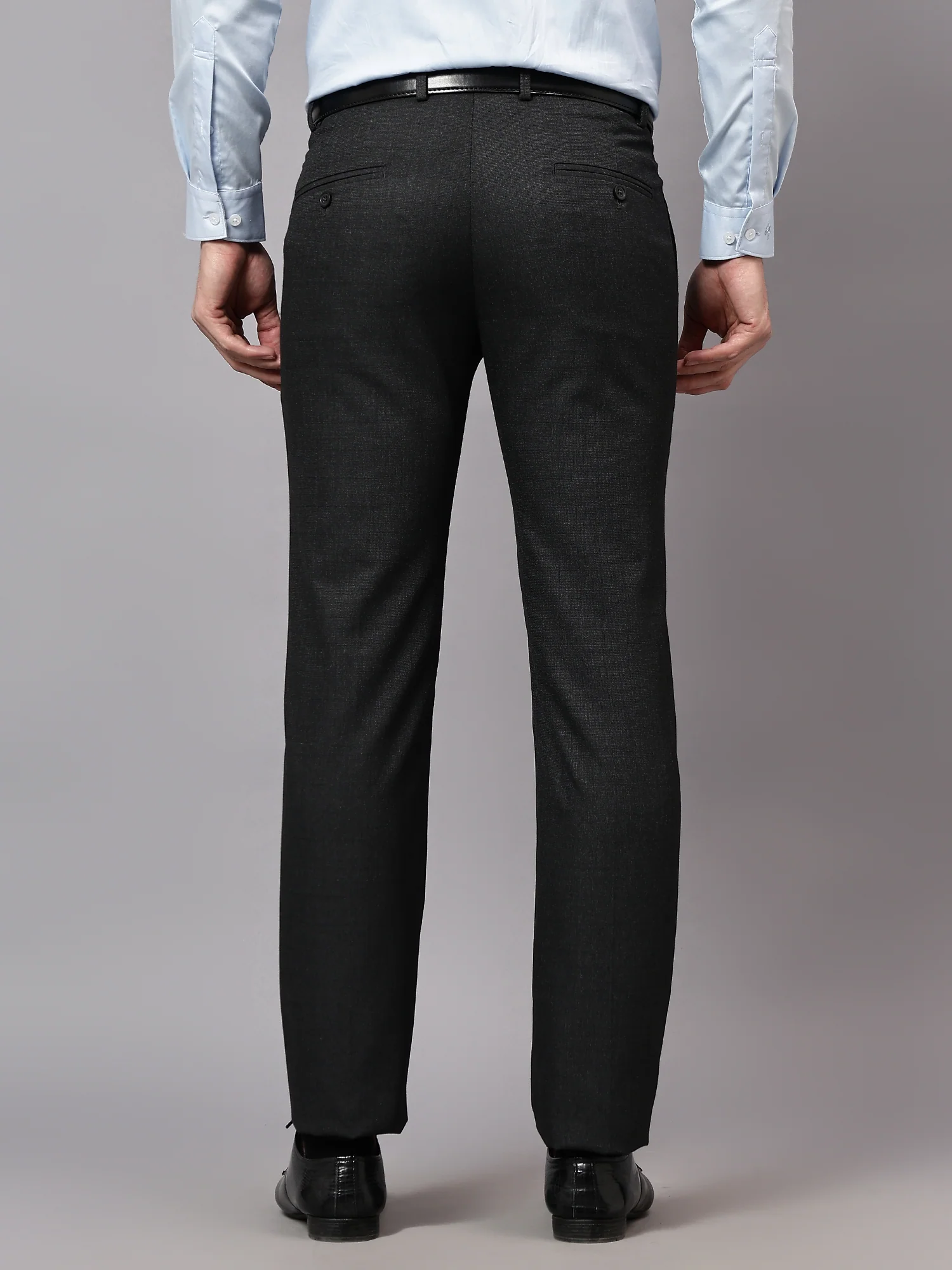 Formal Trouser for Men | Breathable & Soft with Color Fastness Regular Fit Poly Viscose Fabric Self Design Pattern Hook & Eye Closure - Image 2