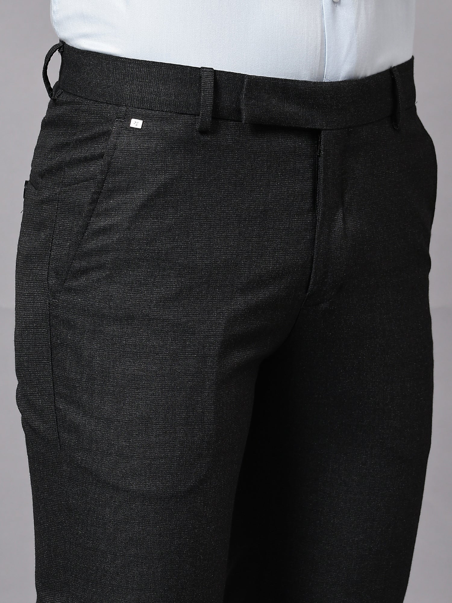 Formal Trouser for Men | Breathable & Soft with Color Fastness Regular Fit Poly Viscose Fabric Self Design Pattern Hook & Eye Closure - Image 5
