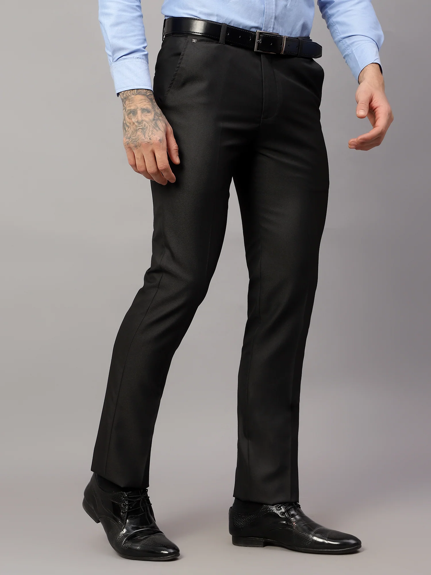 Formal Trouser for Men | Breathable & Soft with Color Fastness Regular Fit Poly Viscose Fabric Solid Pattern Hook & Eye Closure - Image 4