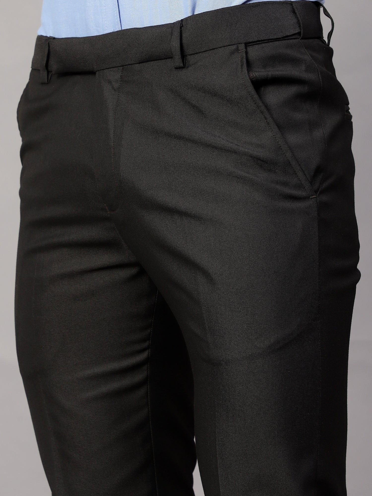 Formal Trouser for Men | Breathable & Soft with Color Fastness Regular Fit Poly Viscose Fabric Solid Pattern Hook & Eye Closure - Image 5
