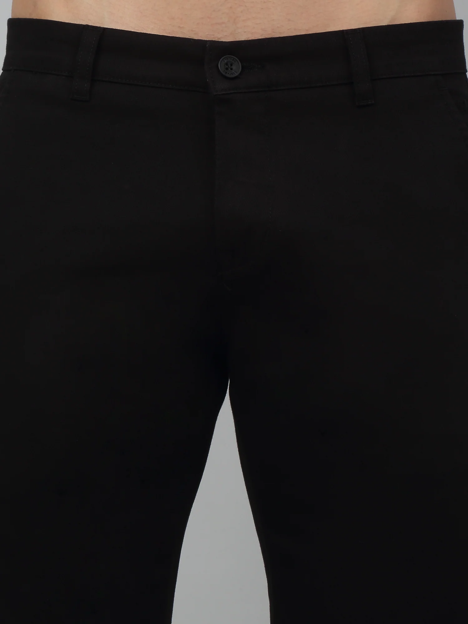 Men's Casual Flat front Black  Trousers - Image 5