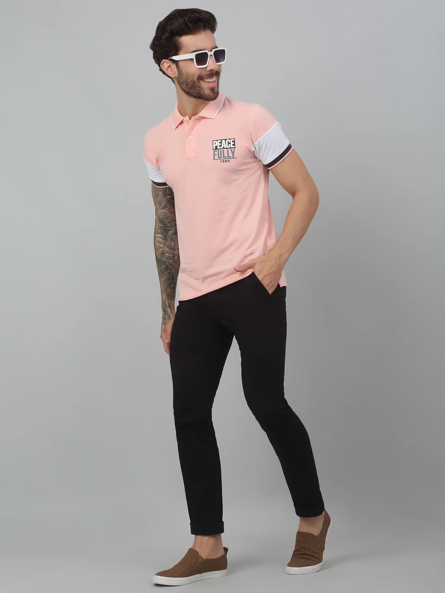 Men's Casual Flat front Black  Trousers - Image 6