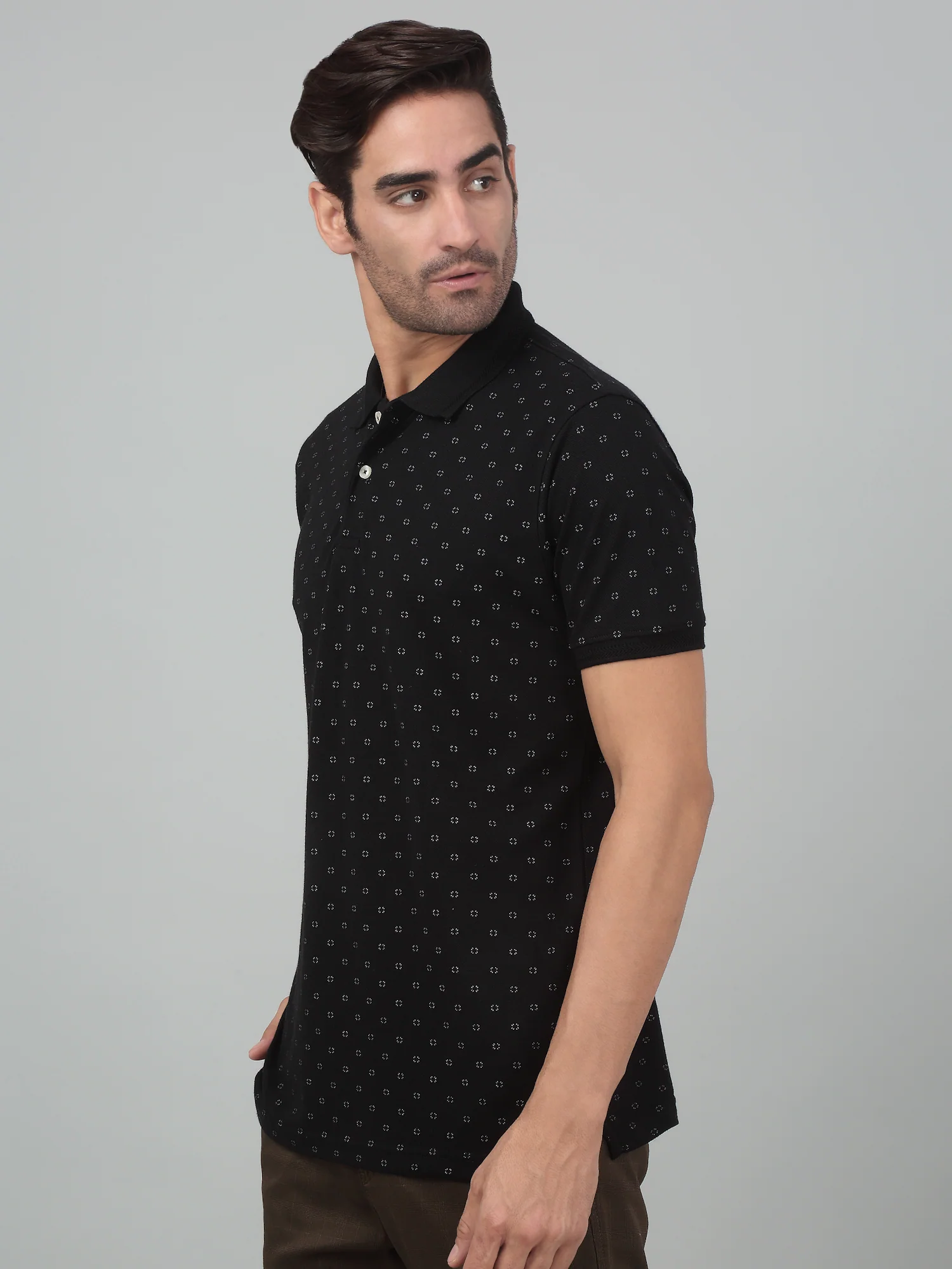 T-Shirt for Men | Breathable & Soft with Color Fastness Regular Fit Polo Neck Poly Cotton Fabric Printed Pattern - Image 3