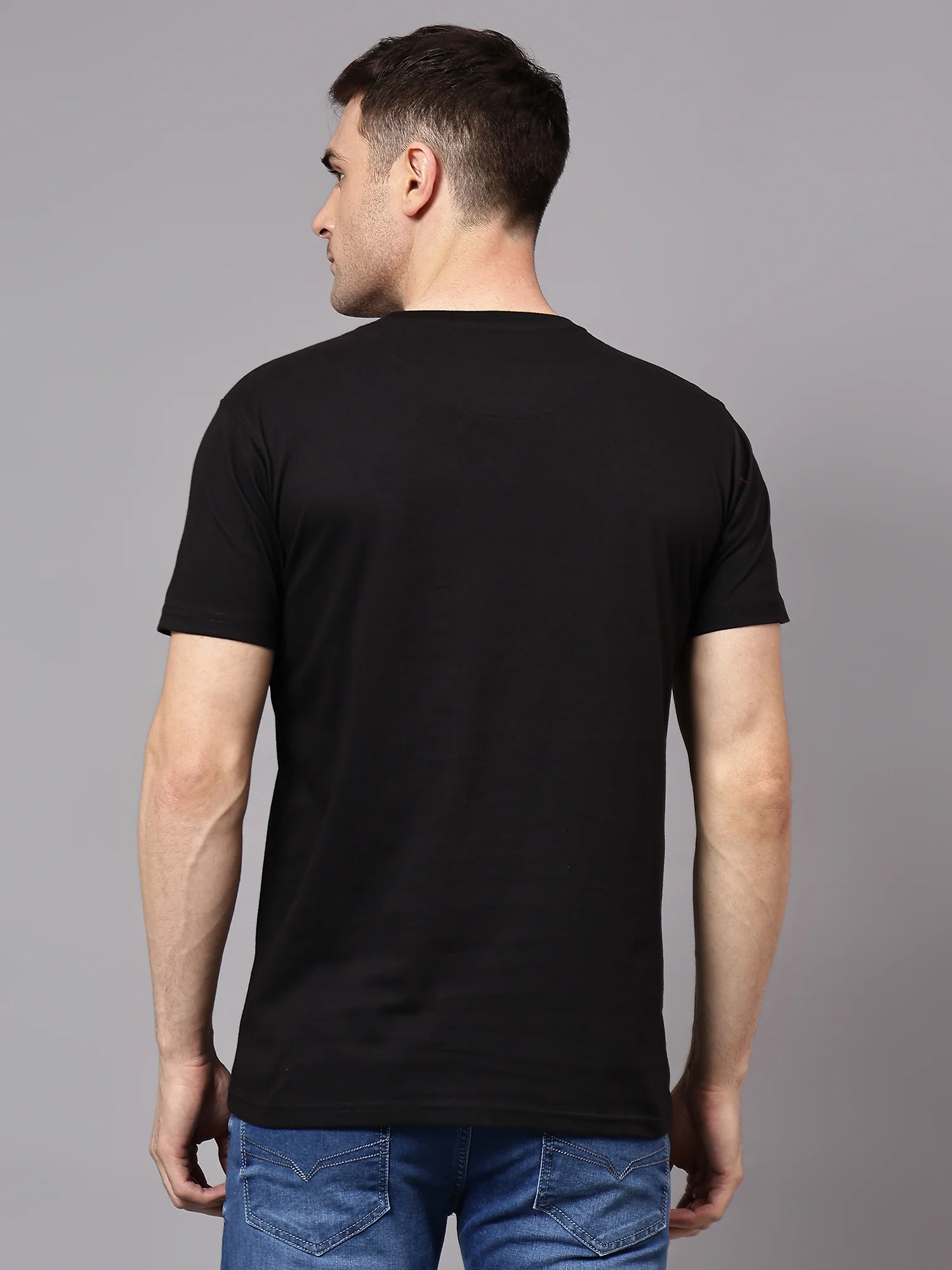 T-Shirt for Men | Breathable & Soft with Color Fastness Regular Fit Round Neck Poly Cotton Fabric Solid Pattern - Image 2