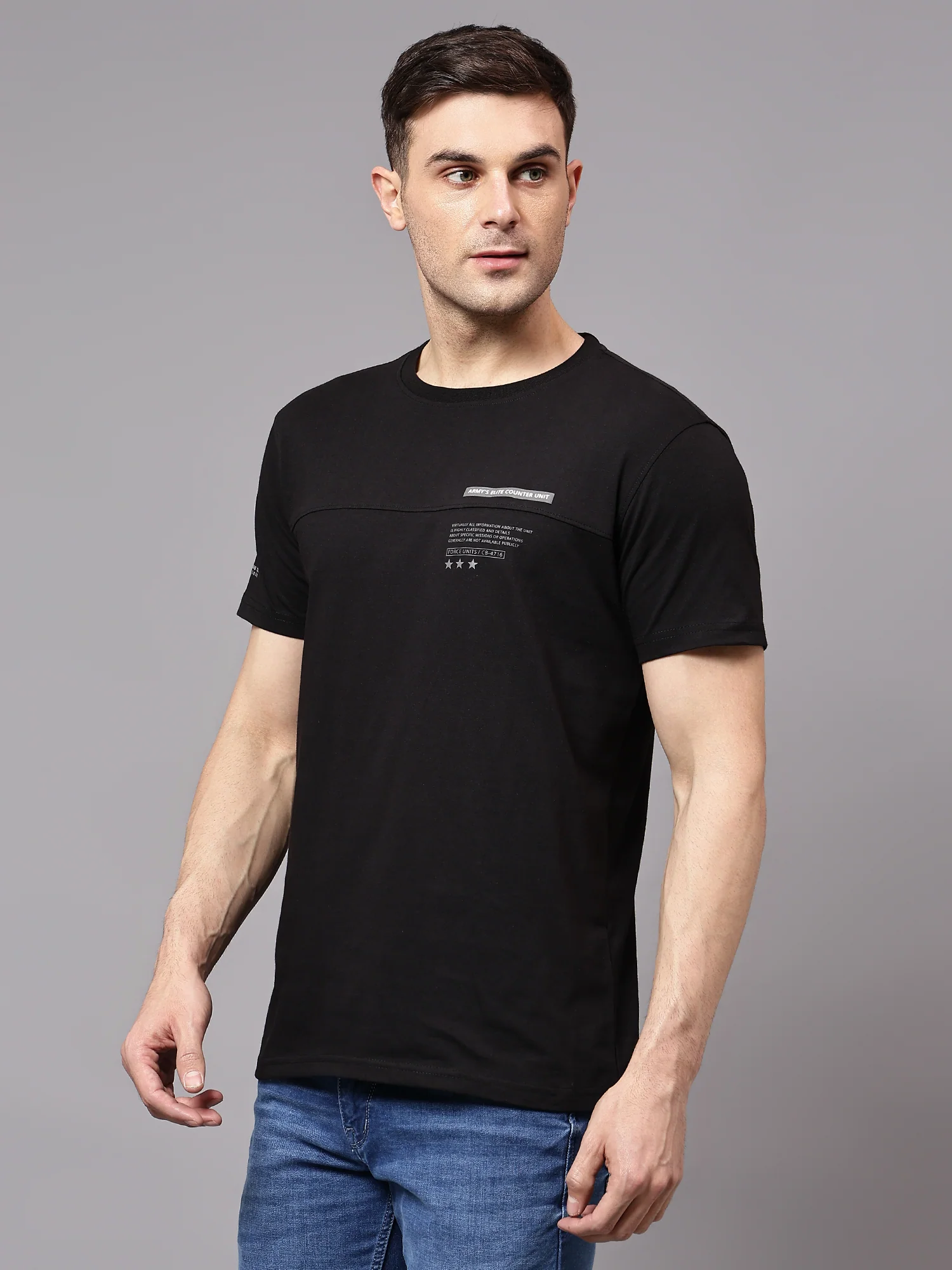 T-Shirt for Men | Breathable & Soft with Color Fastness Regular Fit Round Neck Poly Cotton Fabric Solid Pattern - Image 3