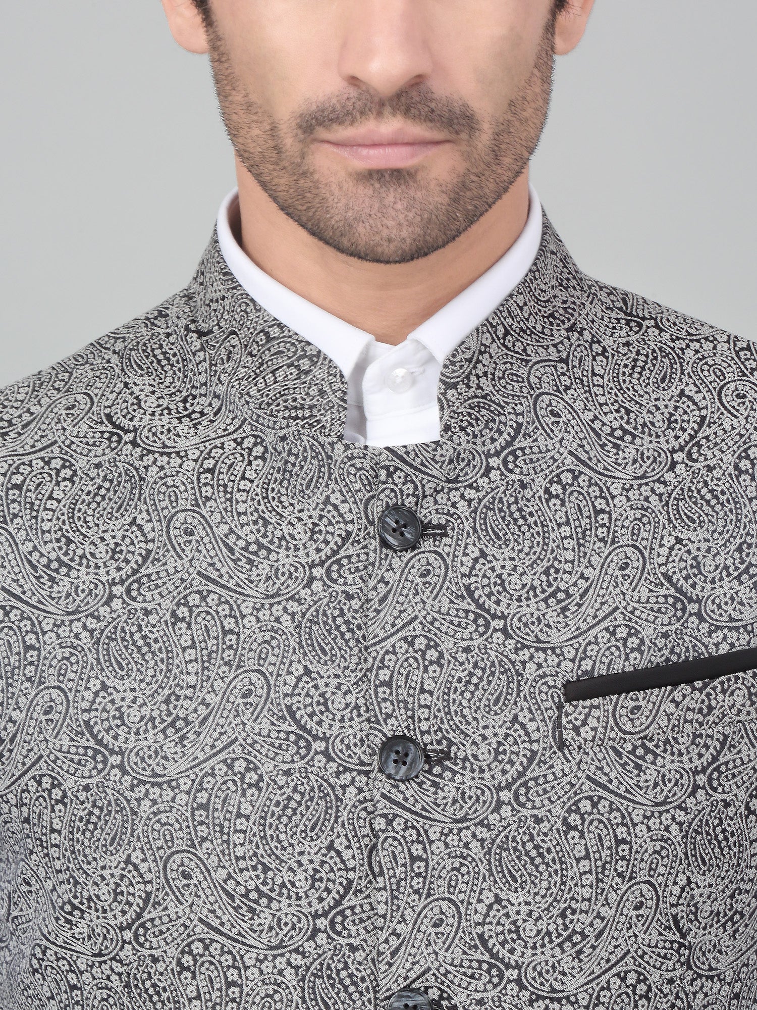 Men's Black Self Design Party Wear Waistcoat - Image 4