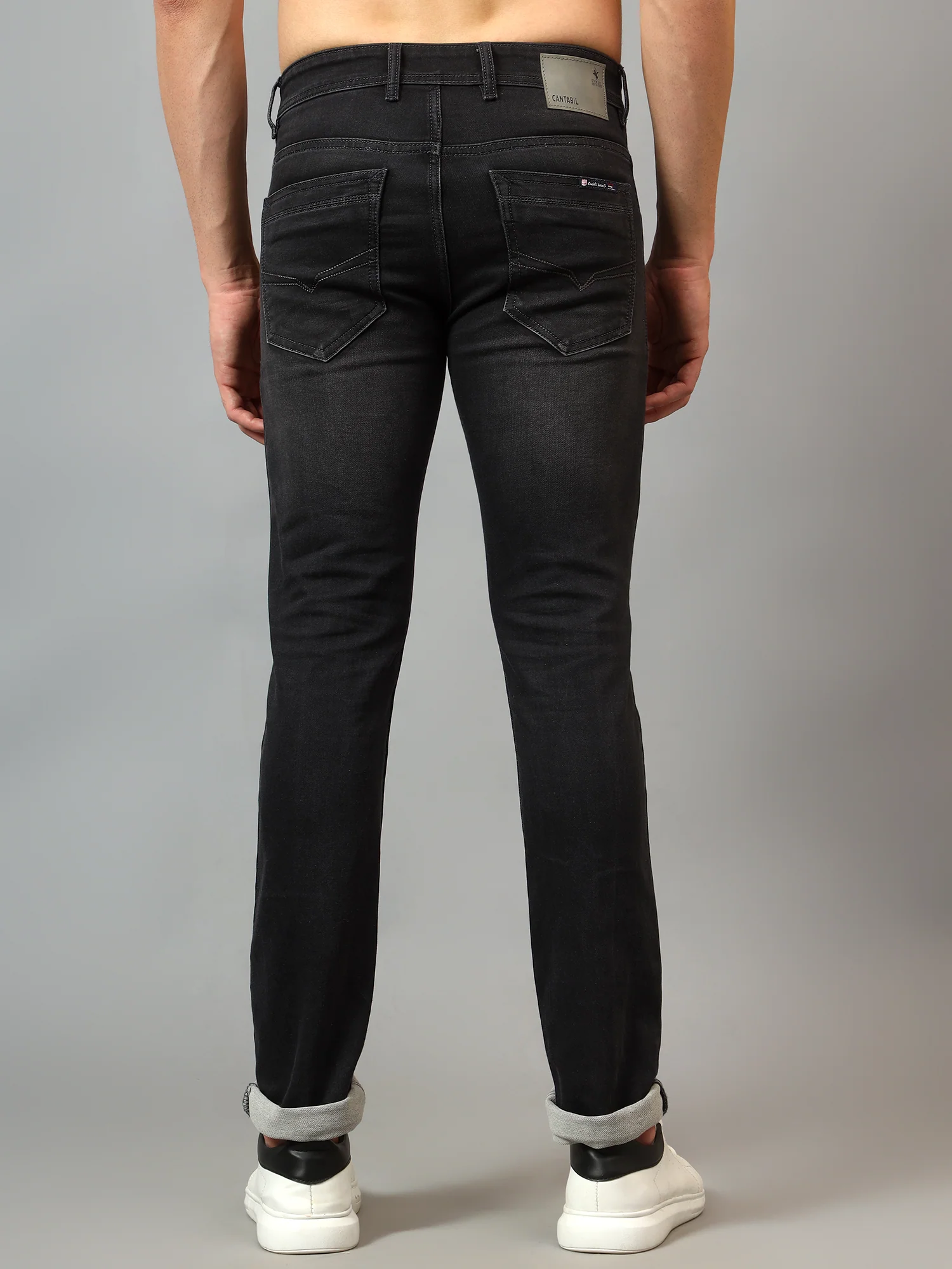 Denim Jeans for Men l Breathable & Soft with Color Fastness Ultra Narrow Fit Cotton Fabric Solid Pattern Button Closure - Image 2