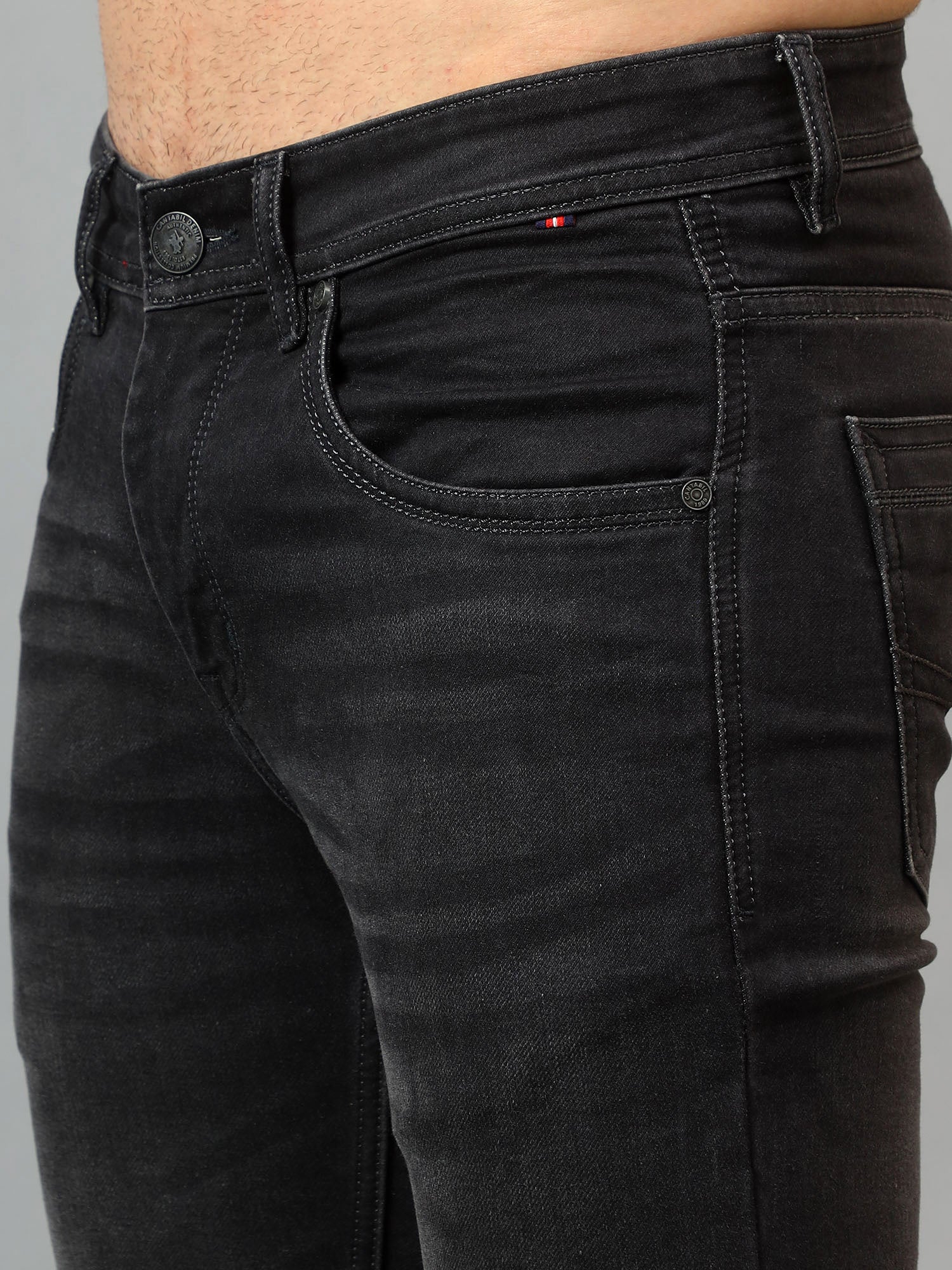 Denim Jeans for Men l Breathable & Soft with Color Fastness Ultra Narrow Fit Cotton Fabric Solid Pattern Button Closure - Image 5