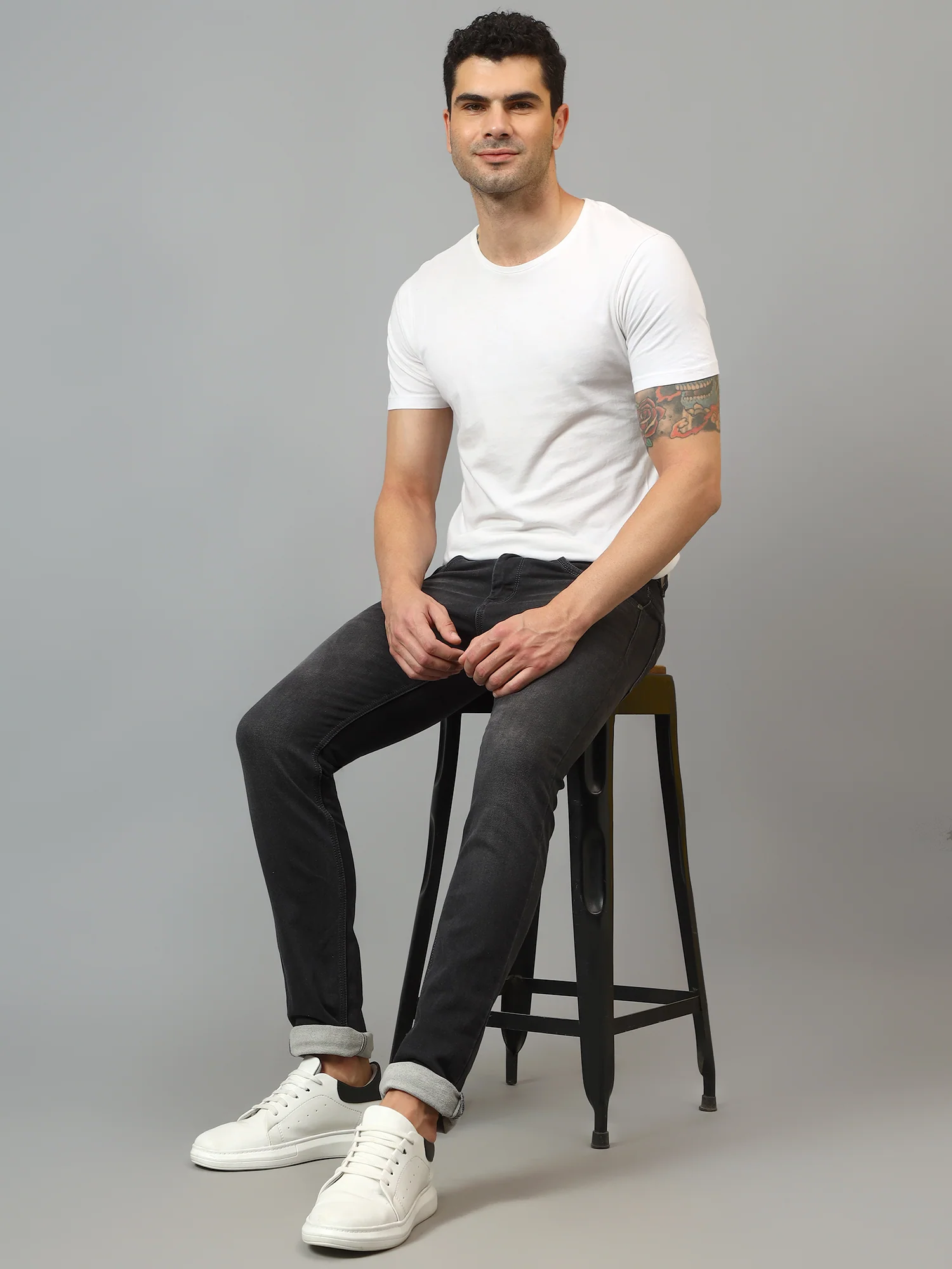 Denim Jeans for Men l Breathable & Soft with Color Fastness Ultra Narrow Fit Cotton Fabric Solid Pattern Button Closure - Image 6