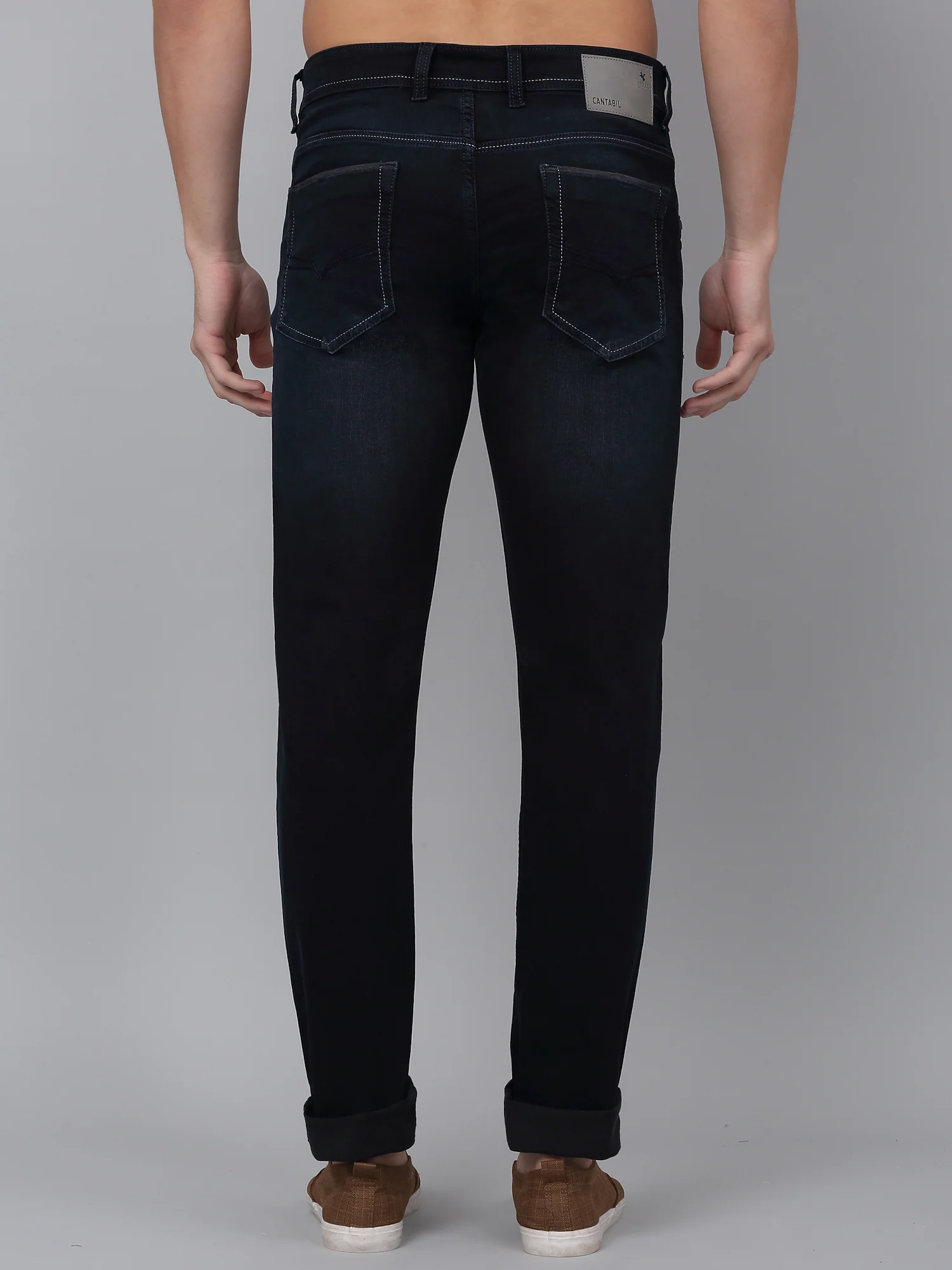 Denim Jeans for Men l Breathable & Soft with Color Fastness Ultra Narrow Fit Cotton Fabric Solid Pattern Button Closure - Image 2