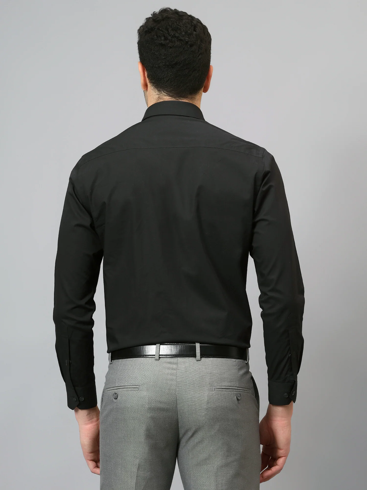 Men's Black Formal Plain Full Sleeve Shirt - Image 2