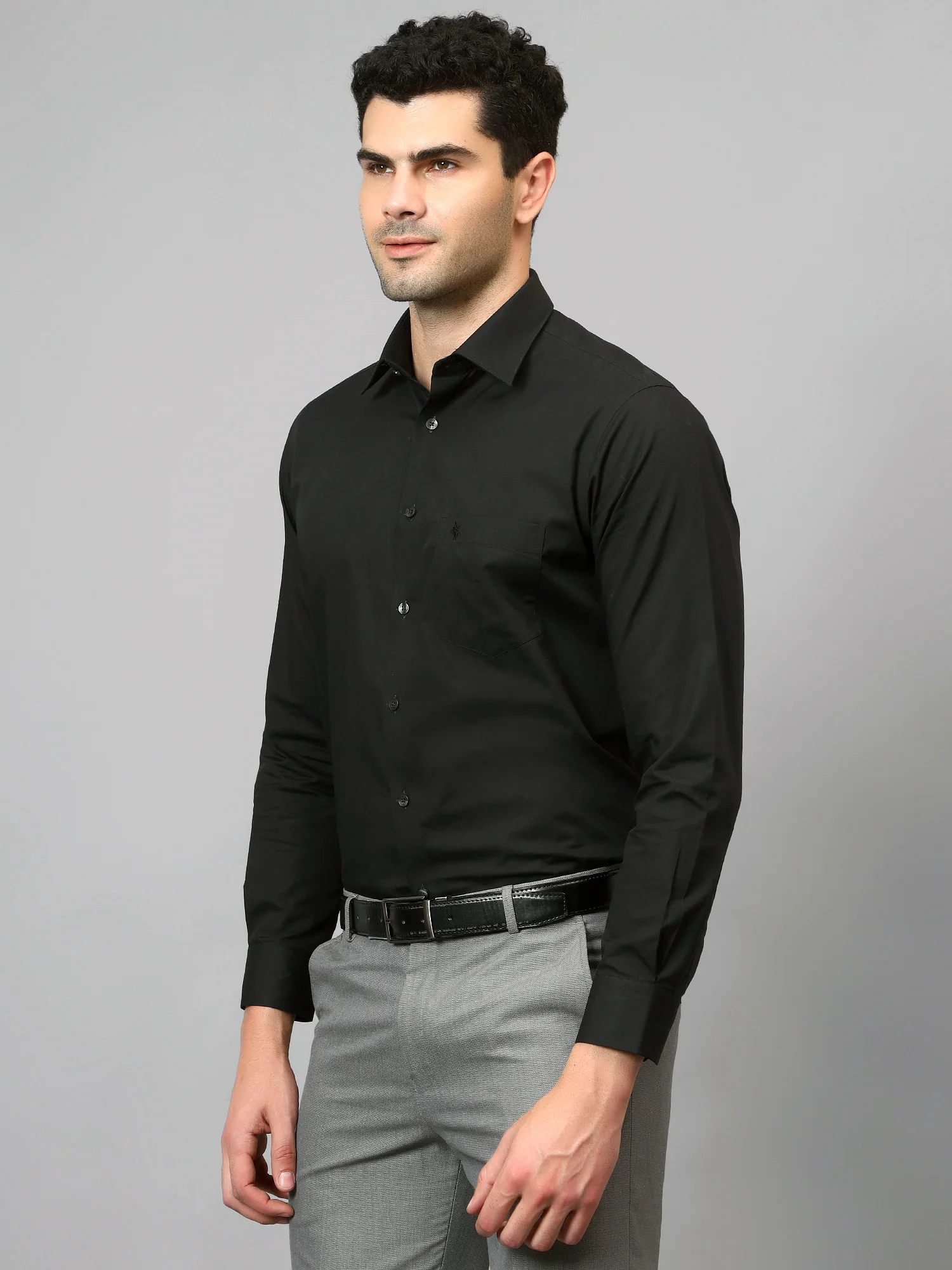 Men's Black Formal Plain Full Sleeve Shirt - Image 4