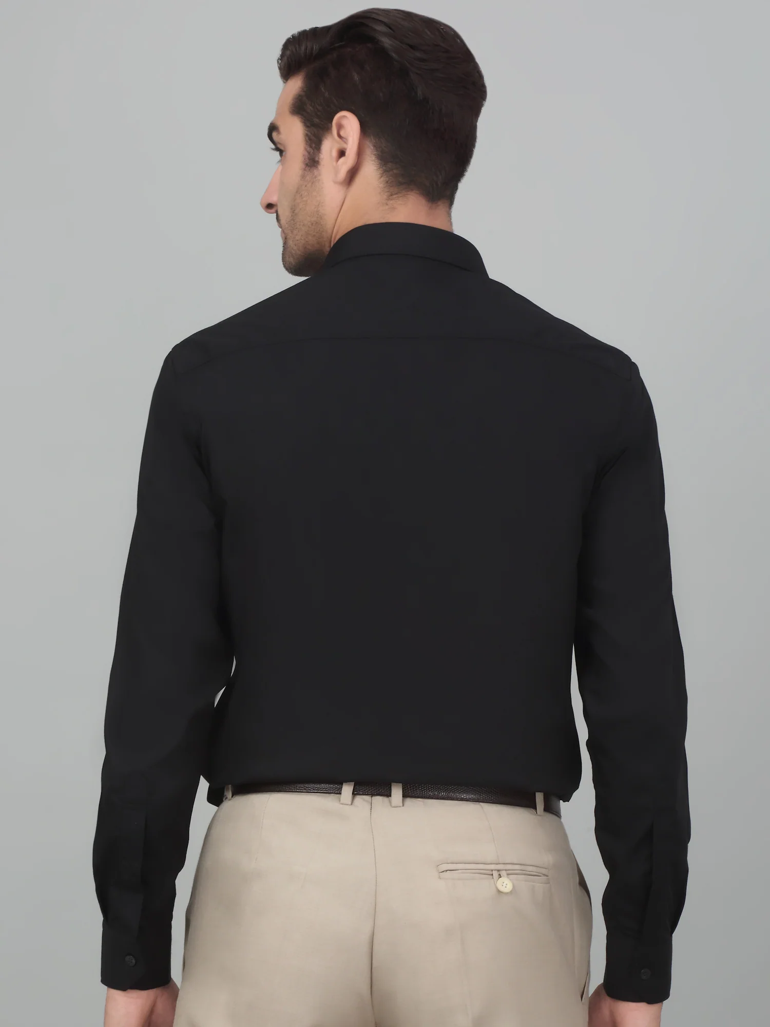 Men's Black Formal Plain Full Sleeve Shirt - Image 2