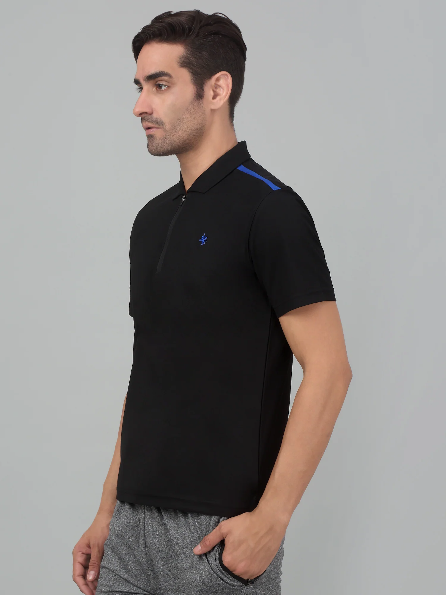 T-Shirt for Men | Breathable & Soft with Color Fastness Regular Fit Polo Neck Polyester Fabric Solid Pattern - Image 3