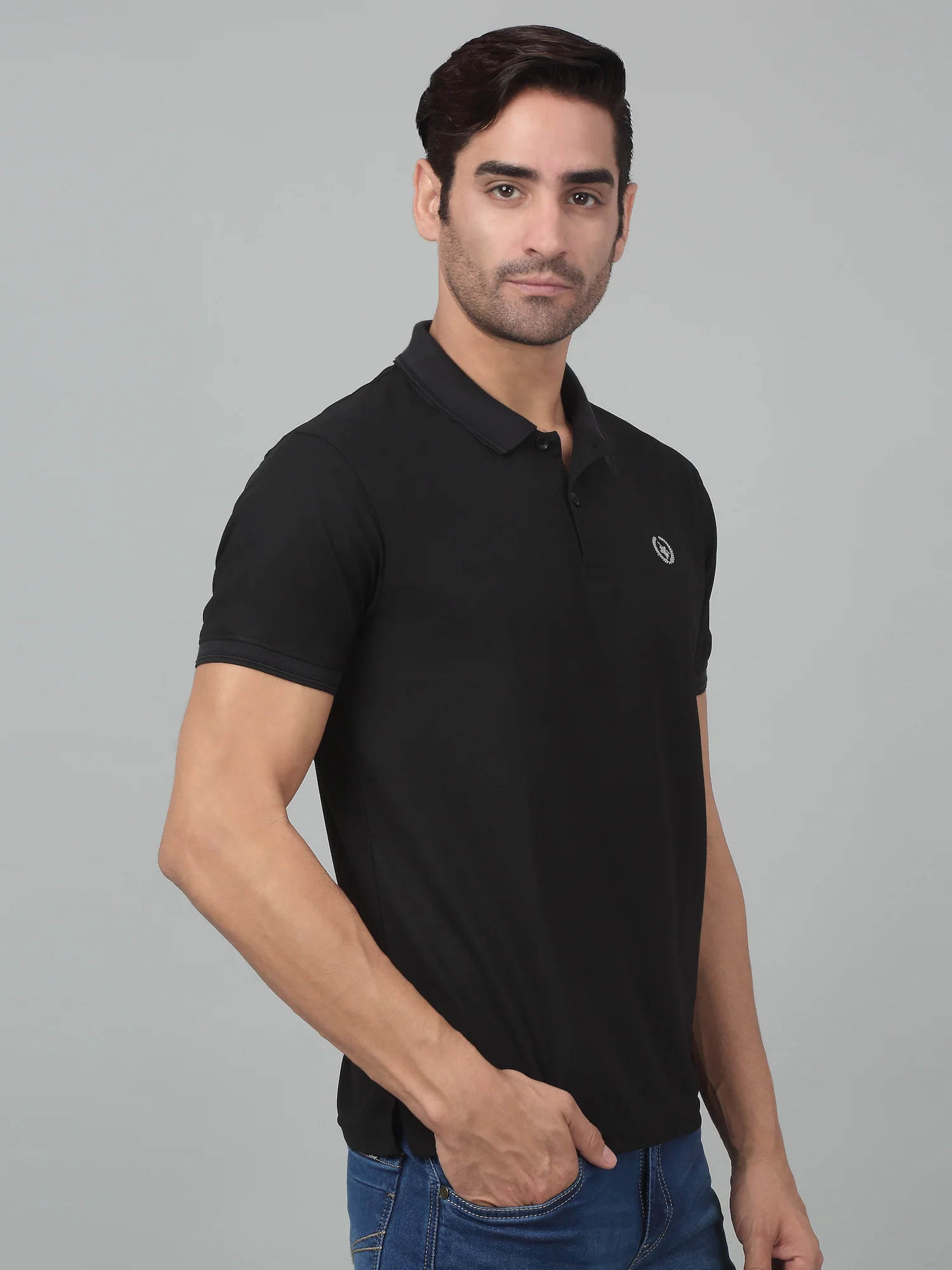 T-Shirt for Men | Breathable & Soft with Color Fastness Regular Fit Polo Neck Polyester Fabric Solid Pattern - Image 3