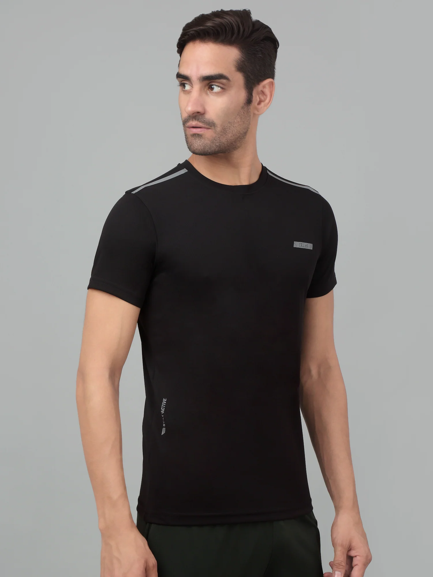 T-Shirt for Men | Breathable & Soft with Color Fastness Regular Fit Round Neck Polyester Fabric Solid Pattern - Image 4