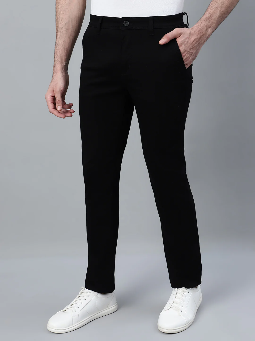 Casual Trouser for Men | Breathable & Soft with Color Fastness Regular Fit Cotton Blend Fabric Solid Pattern Button Closure - Image 3
