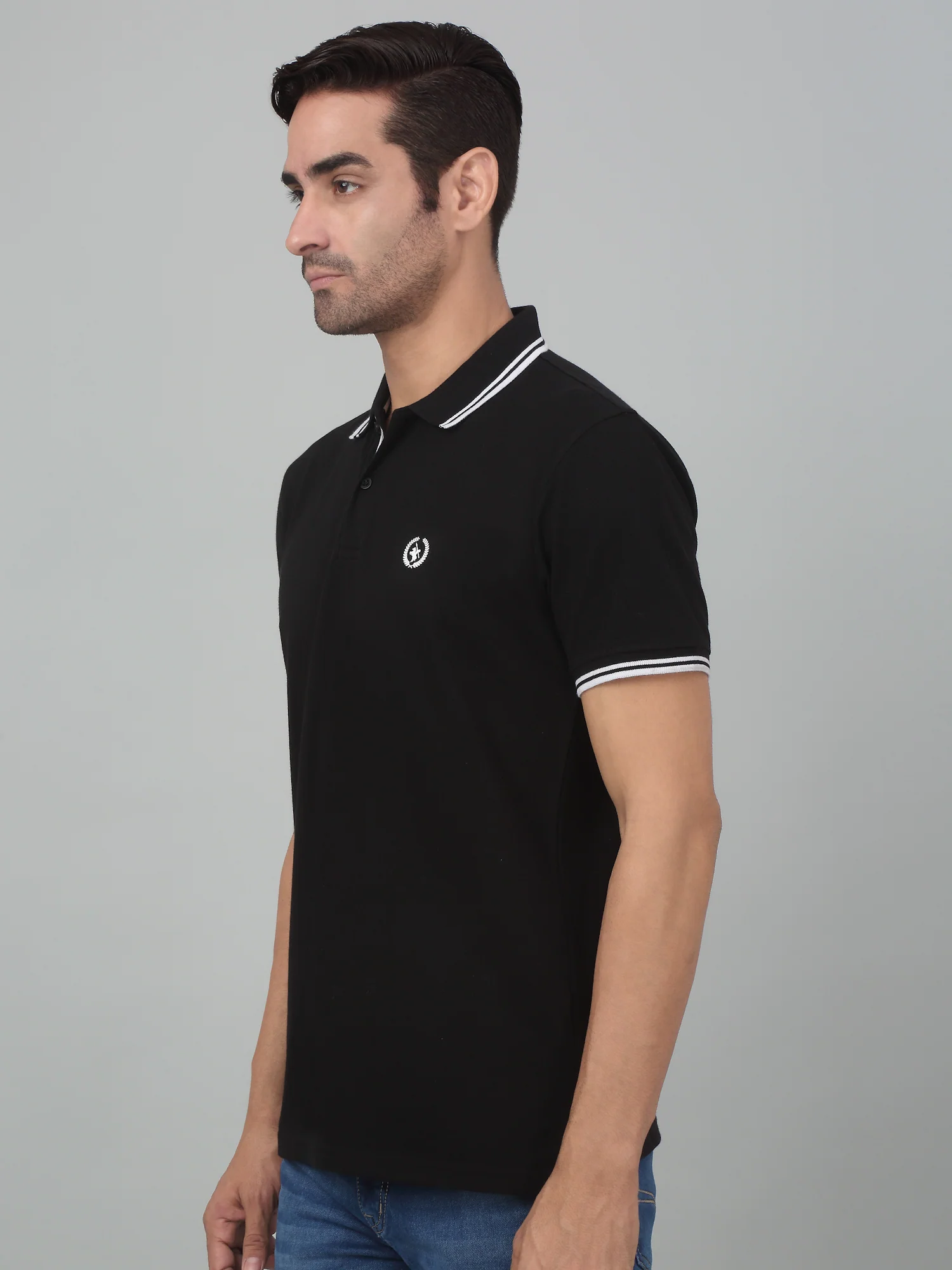 T-Shirt for Men | Breathable & Soft with Color Fastness Regular Fit Polo Neck Poly Cotton Fabric Solid Pattern - Image 3