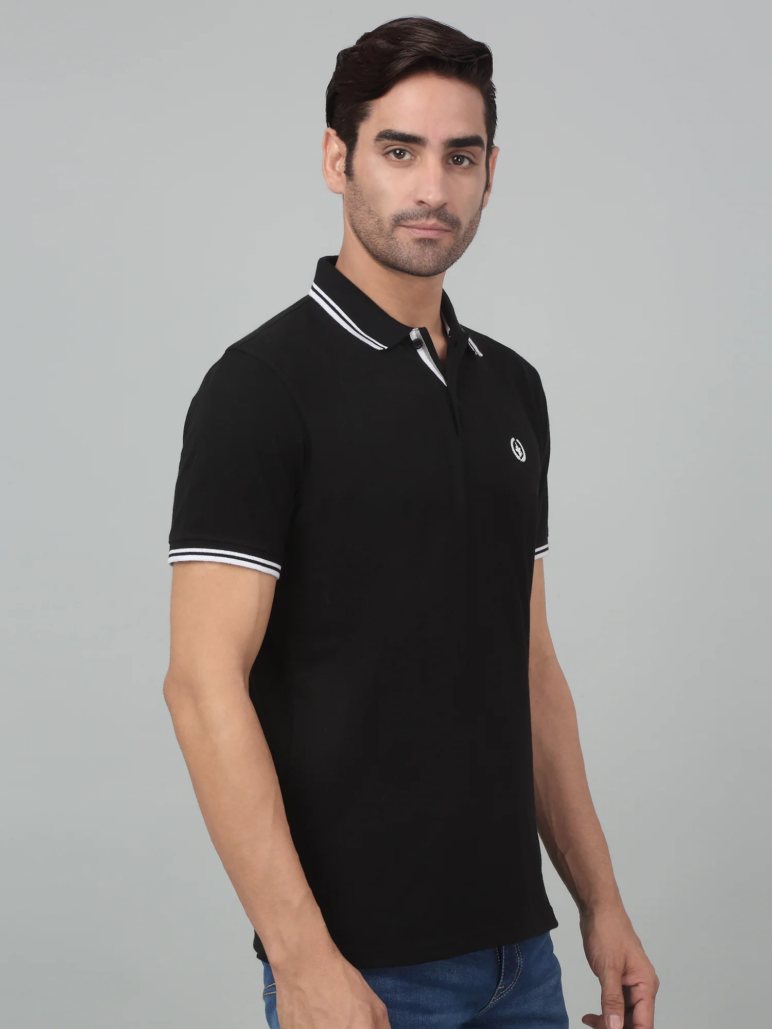 T-Shirt for Men | Breathable & Soft with Color Fastness Regular Fit Polo Neck Poly Cotton Fabric Solid Pattern - Image 4