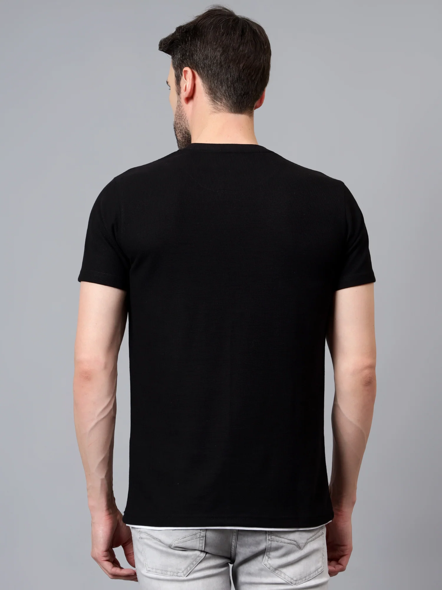 T-Shirt for Men | Breathable & Soft with Color Fastness Regular Fit Round Neck Poly Cotton Fabric Solid Pattern - Image 2