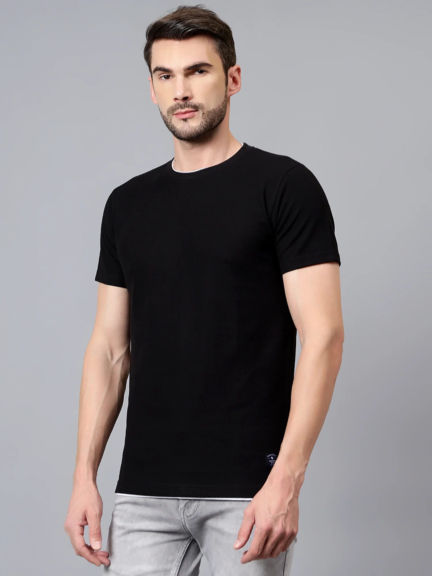 T-Shirt for Men | Breathable & Soft with Color Fastness Regular Fit Round Neck Poly Cotton Fabric Solid Pattern - Image 4