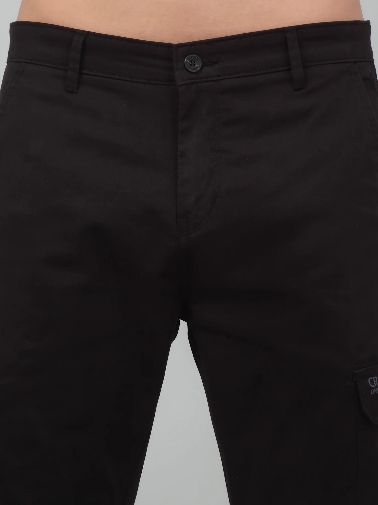Men's Black Solid Stretchable Cargo - Image 5