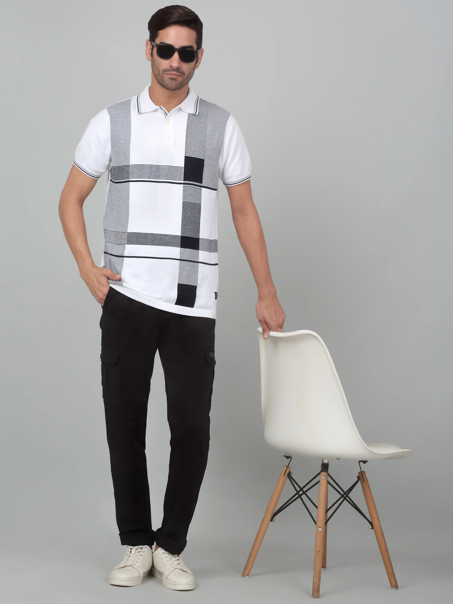 Men's Black Solid Stretchable Cargo - Image 6