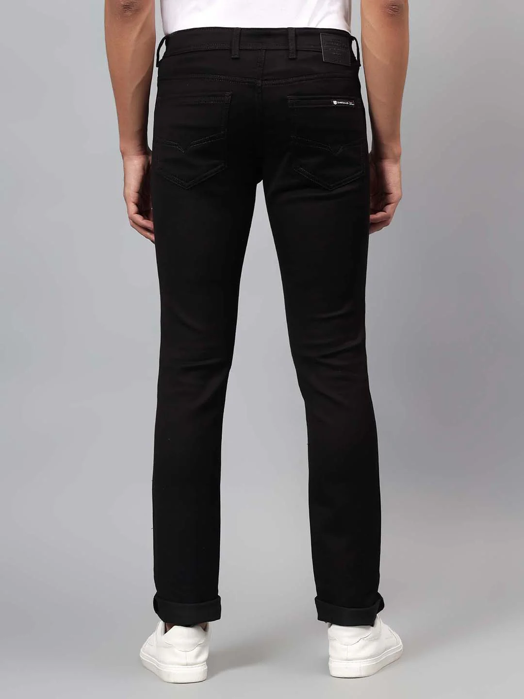 Denim Jeans for Men l Breathable & Soft with Color Fastness Ultra Narrow Fit Cotton Fabric Solid Pattern Button Closure - Image 3