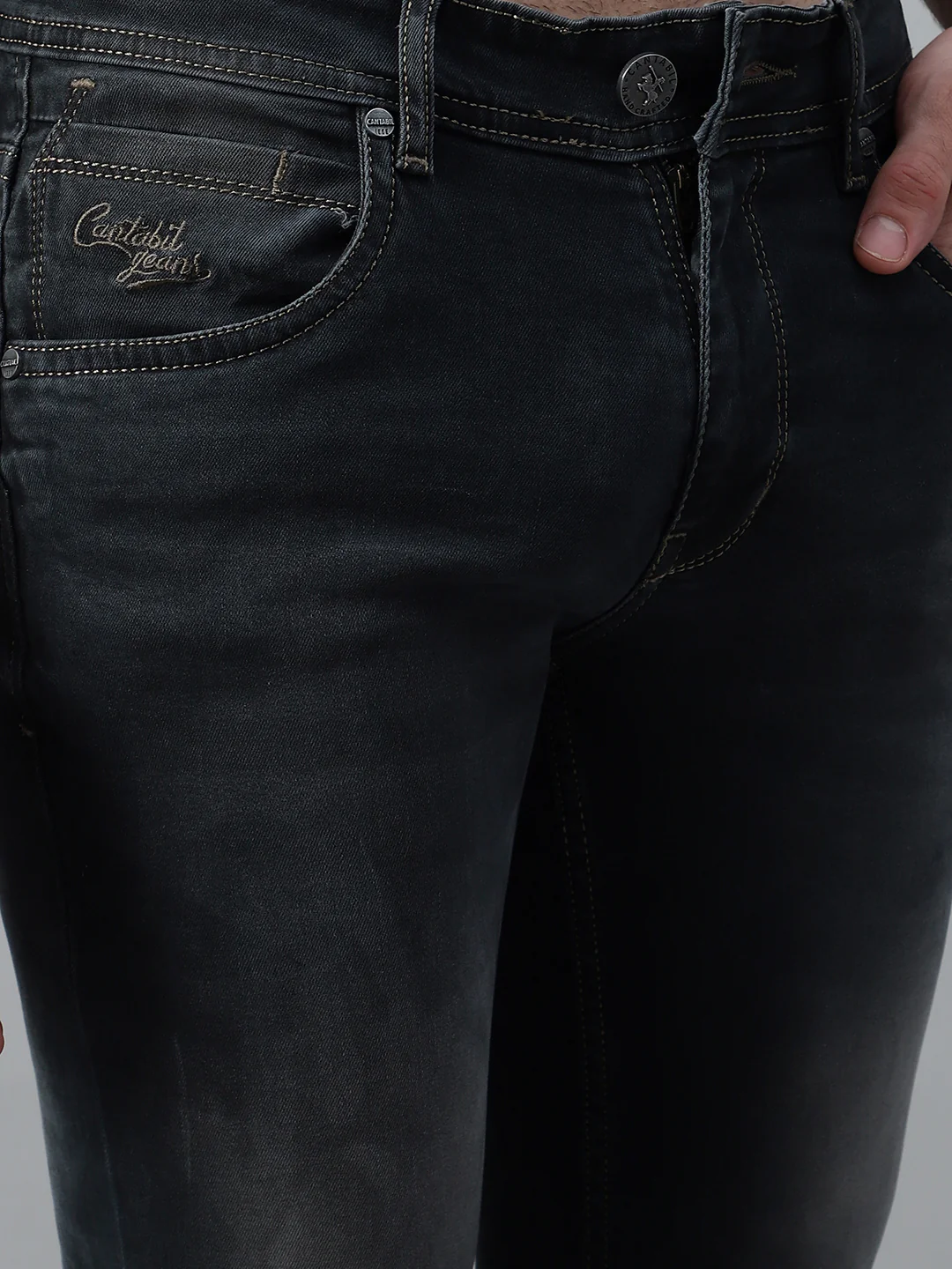 Denim Jeans for Men l Breathable & Soft with Color Fastness Ultra Narrow Fit Cotton Fabric Solid Pattern Button Closure - Image 5