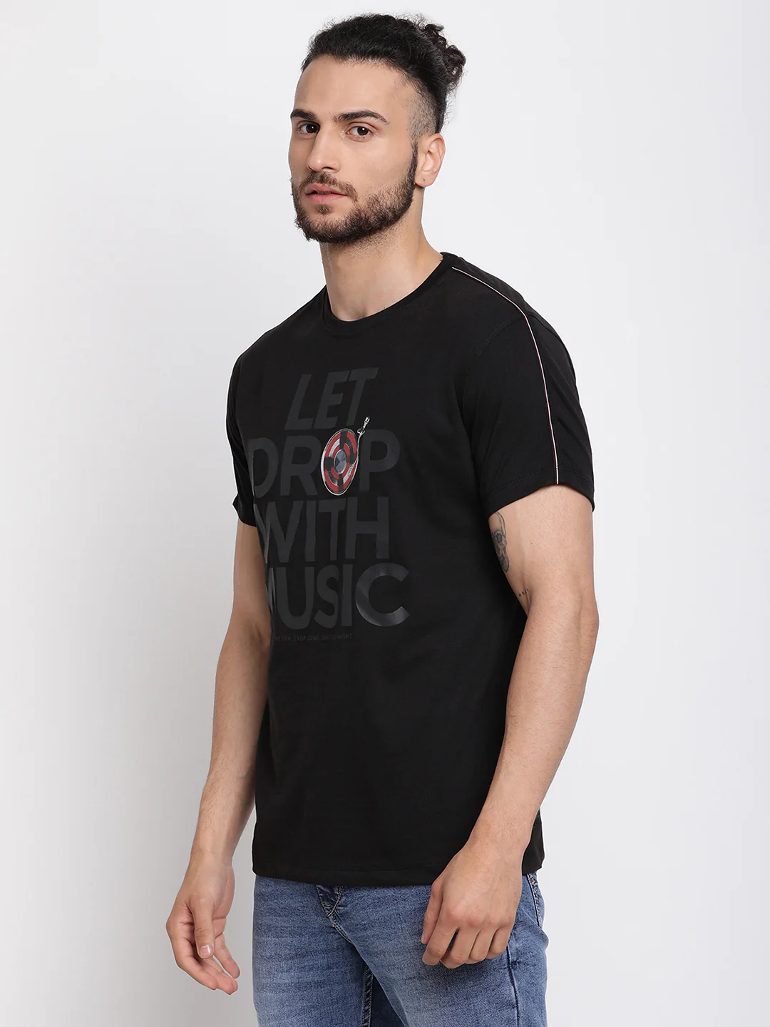 T-Shirt for Men | Breathable & Soft with Color Fastness Regular Fit Round Neck Poly Cotton Fabric Printed Pattern - Image 3