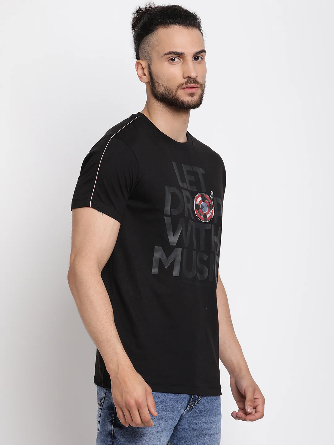 T-Shirt for Men | Breathable & Soft with Color Fastness Regular Fit Round Neck Poly Cotton Fabric Printed Pattern - Image 4