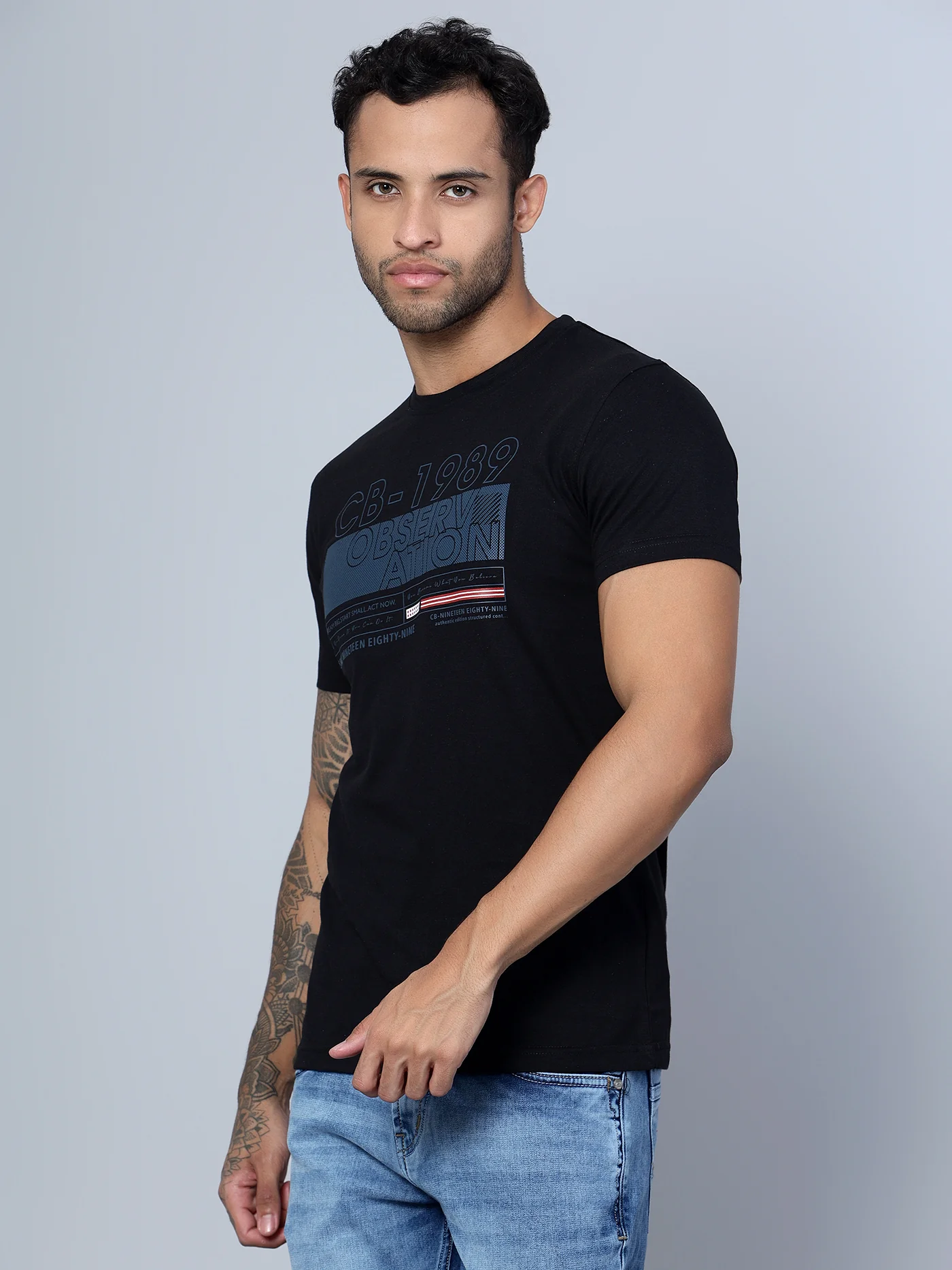 T-Shirt for Men | Breathable & Soft with Color Fastness Regular Fit Round Neck Poly Cotton Fabric Printed Pattern - Image 2