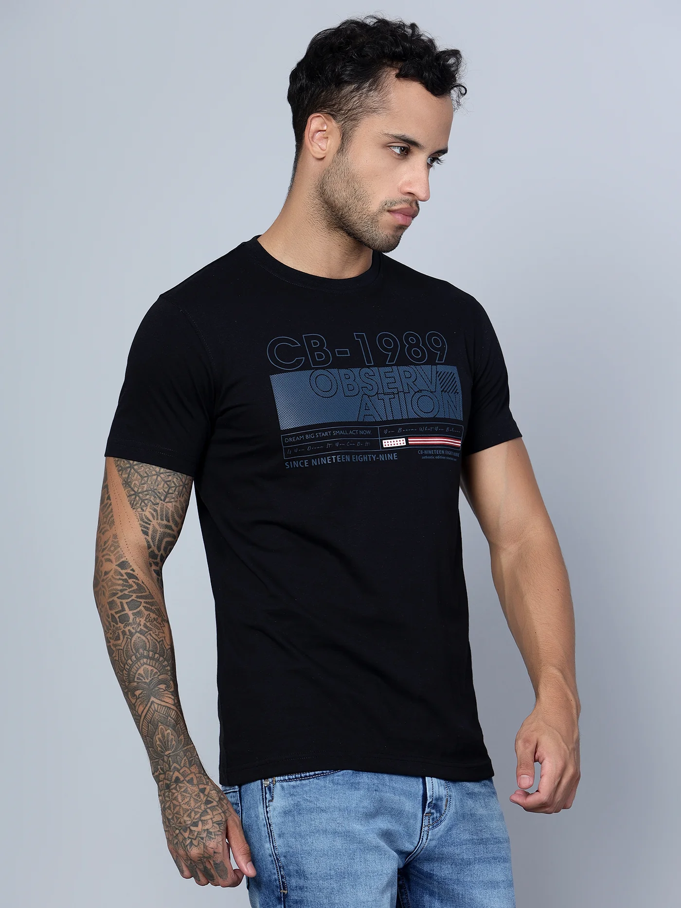 T-Shirt for Men | Breathable & Soft with Color Fastness Regular Fit Round Neck Poly Cotton Fabric Printed Pattern - Image 3