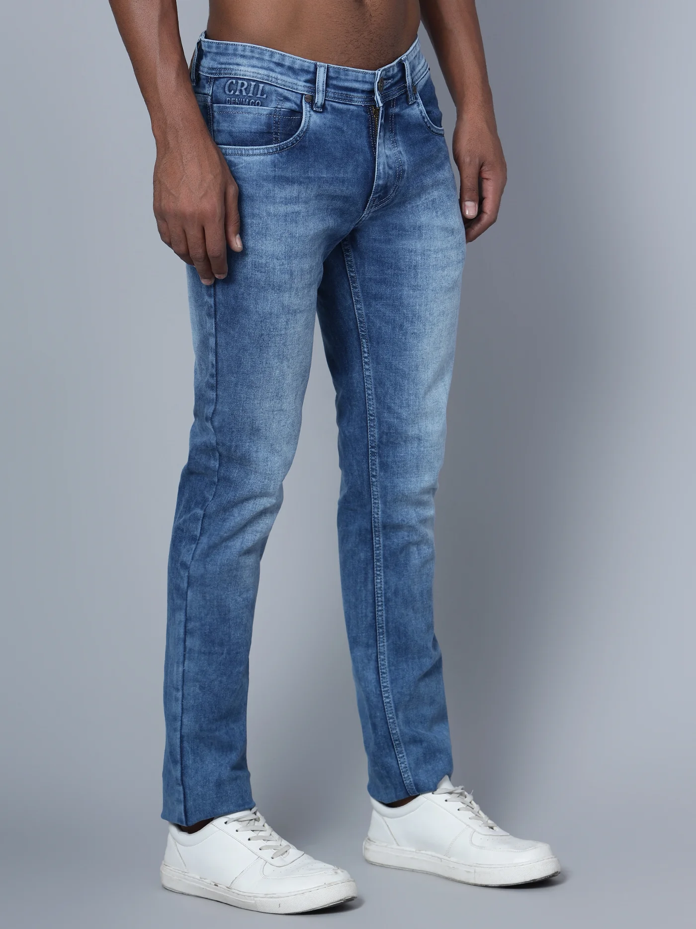 Denim Jeans for Men l Breathable & Soft with Color Fastness Ultra Narrow Fit Cotton Fabric Solid Pattern Button Closure - Image 2