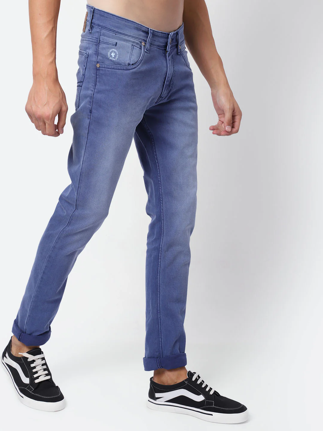 Denim Jeans for Men l Breathable & Soft with Color Fastness Ultra Narrow Fit Cotton Fabric Solid Pattern Button Closure - Image 2