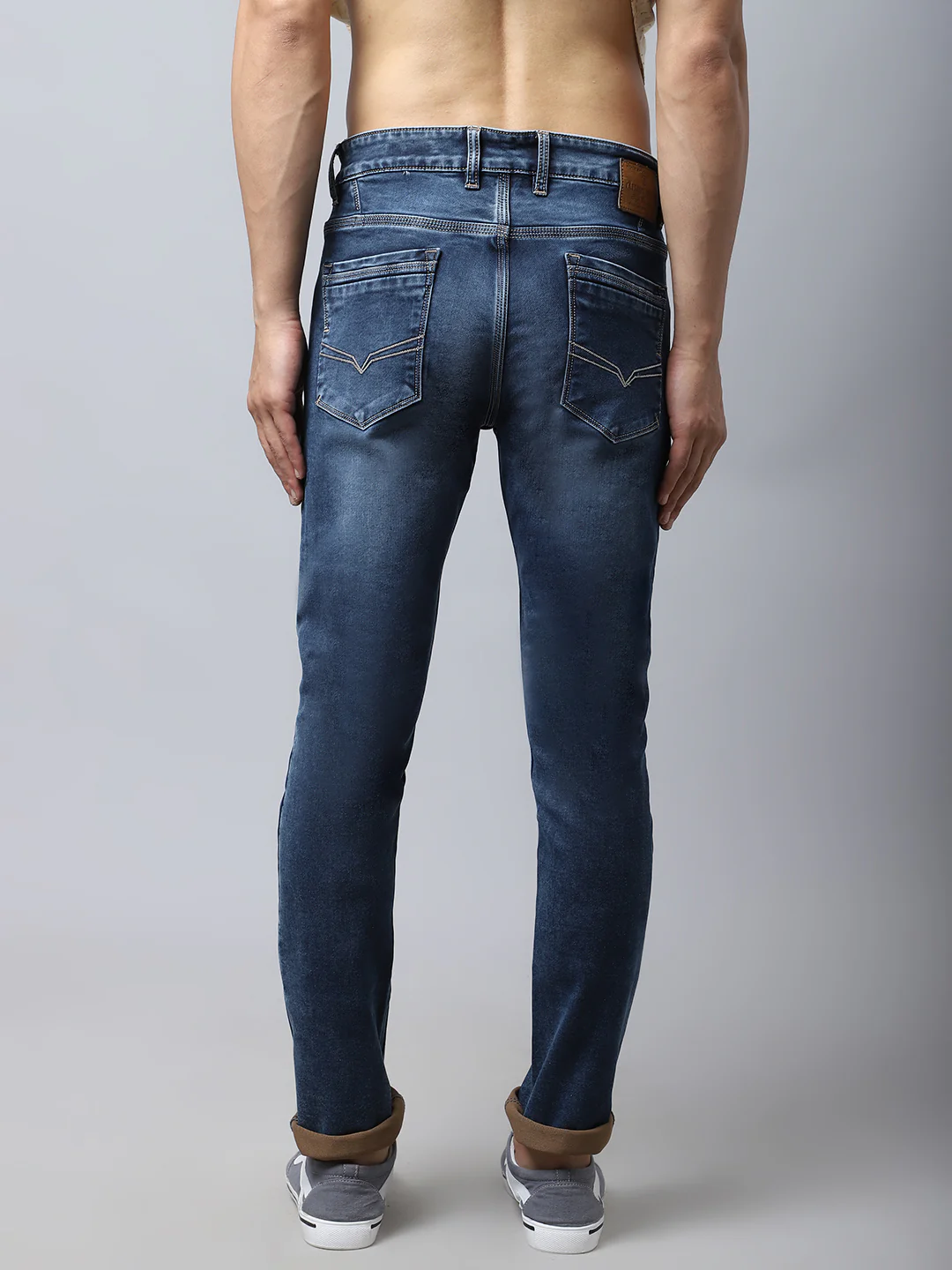 Denim Jeans for Men l Breathable & Soft with Color Fastness Ultra Narrow Fit Cotton Fabric Solid Pattern Button Closure - Image 2