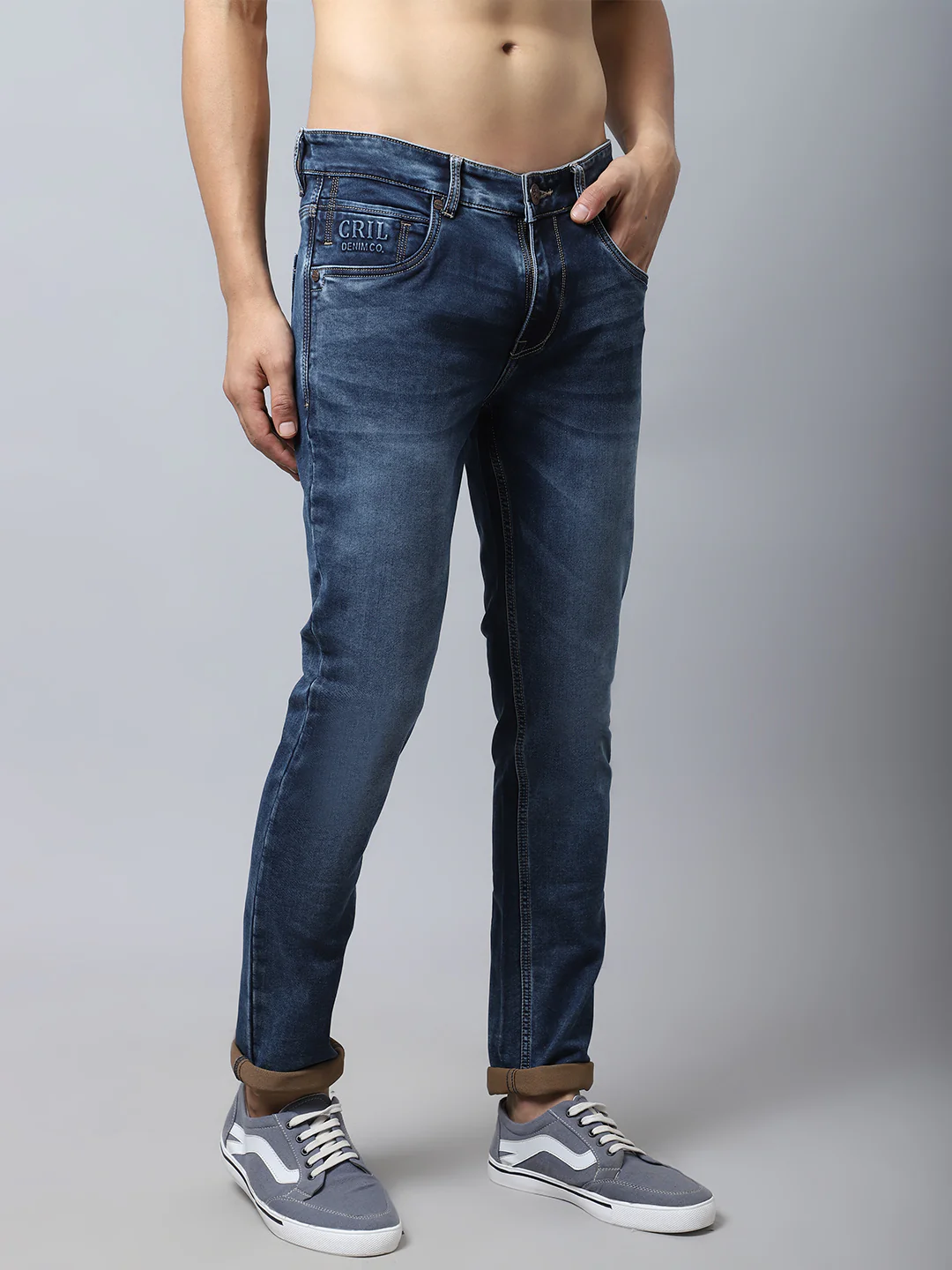 Denim Jeans for Men l Breathable & Soft with Color Fastness Ultra Narrow Fit Cotton Fabric Solid Pattern Button Closure - Image 4