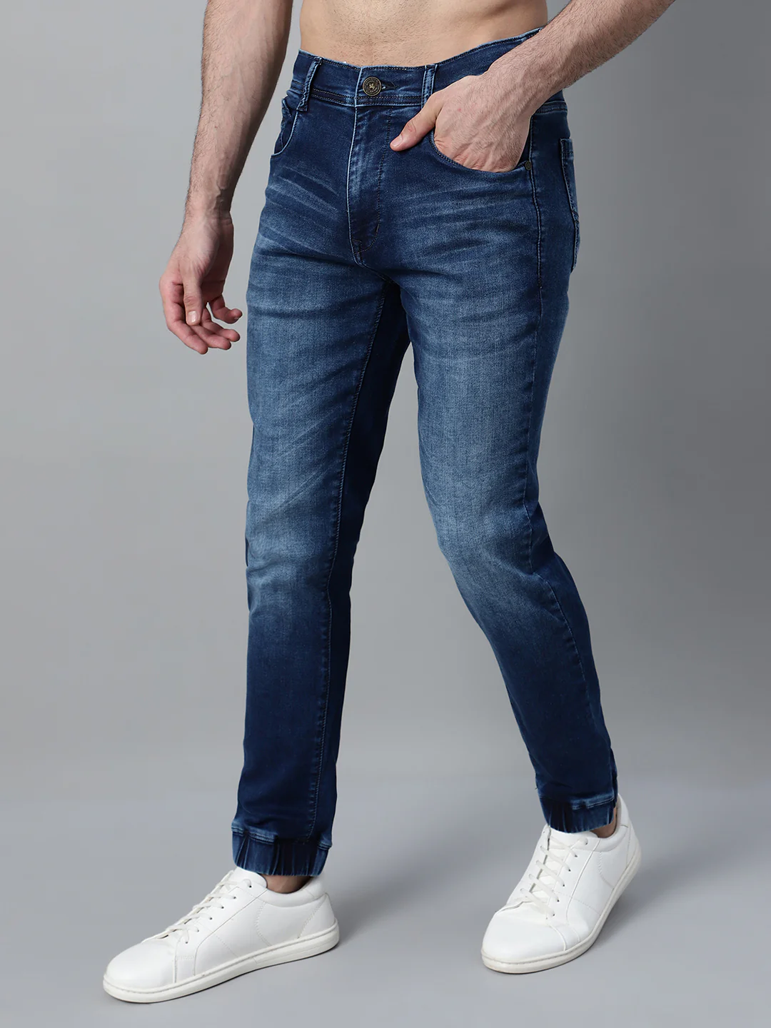 Men's Blue Solid Casual Jogger - Image 3