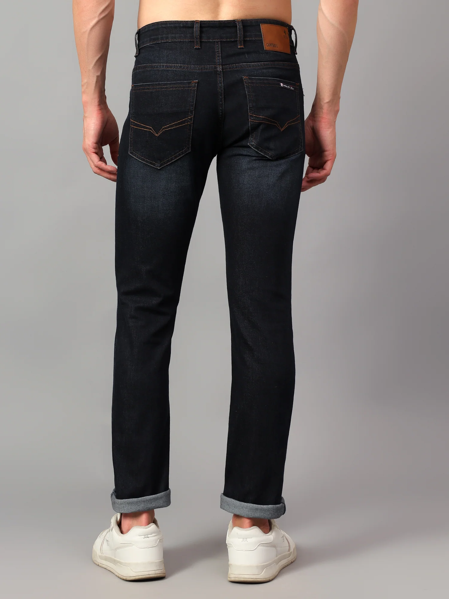 Denim Jeans for Men l Breathable & Soft with Color Fastness Ultra Narrow Fit Cotton Fabric Solid Pattern Button Closure - Image 2