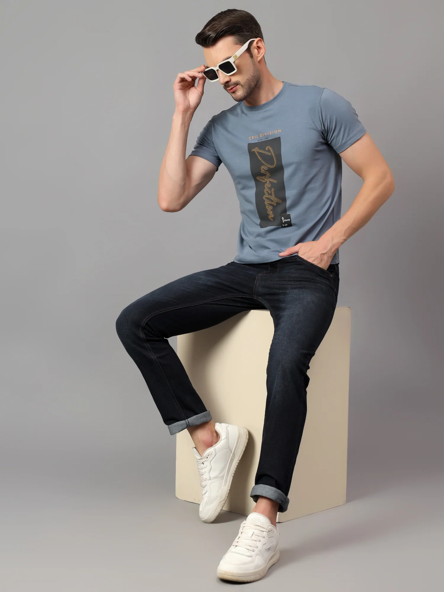 Denim Jeans for Men l Breathable & Soft with Color Fastness Ultra Narrow Fit Cotton Fabric Solid Pattern Button Closure - Image 6