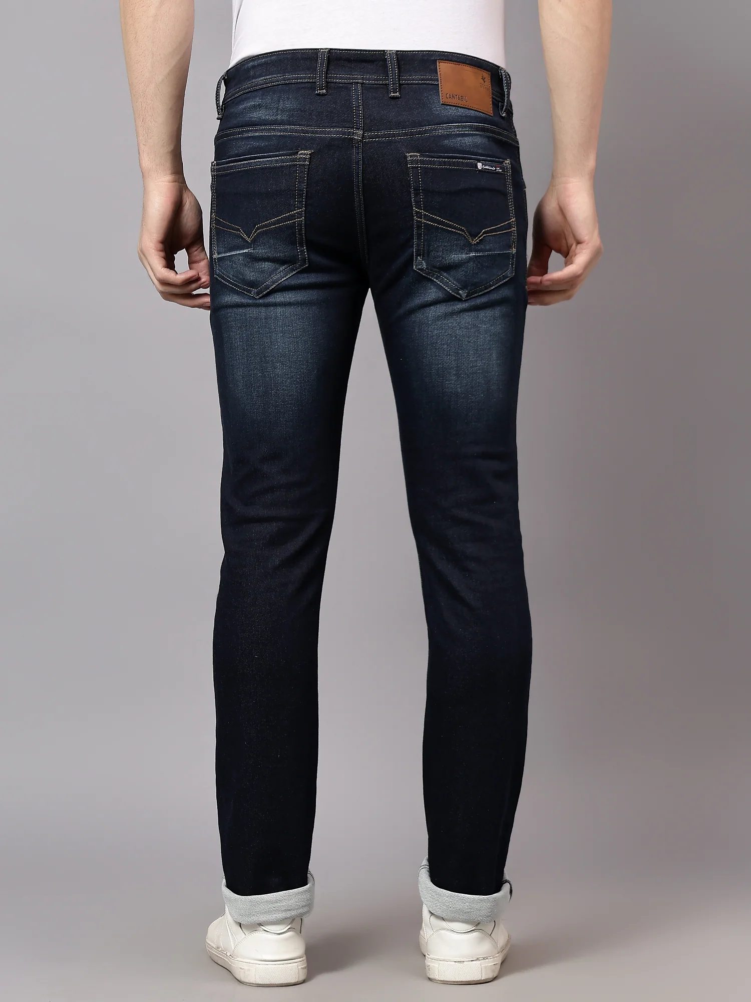 Denim Jeans for Men l Breathable & Soft with Color Fastness Ultra Narrow Fit Cotton Fabric Solid Pattern Button Closure - Image 2