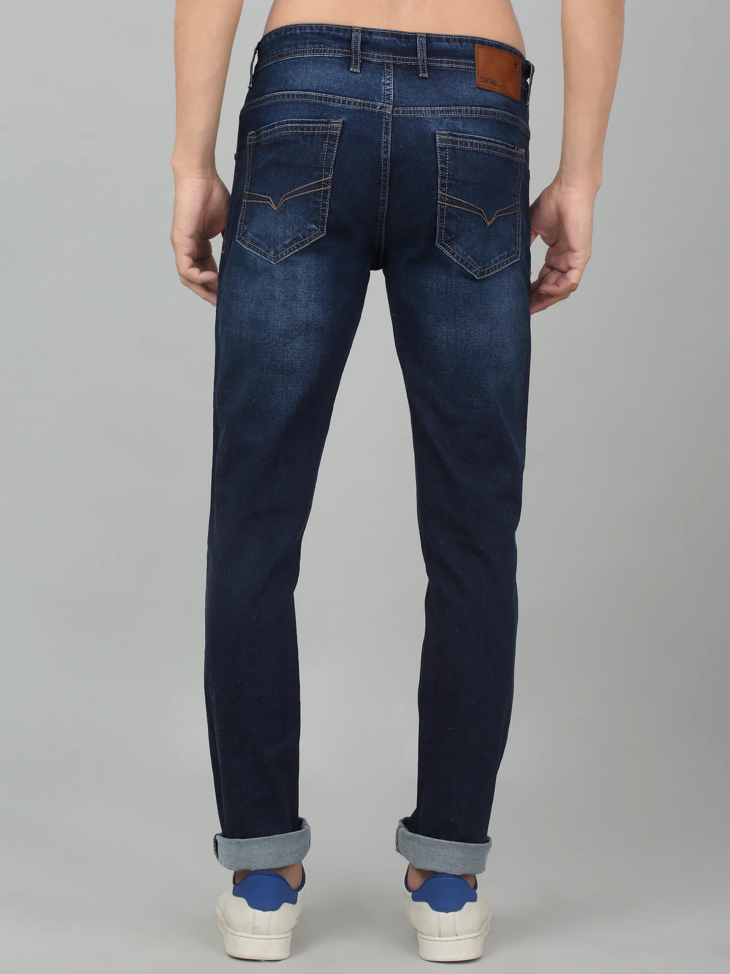 Denim Jeans for Men l Breathable & Soft with Color Fastness Ultra Narrow Fit Cotton Fabric Solid Pattern Button Closure - Image 2