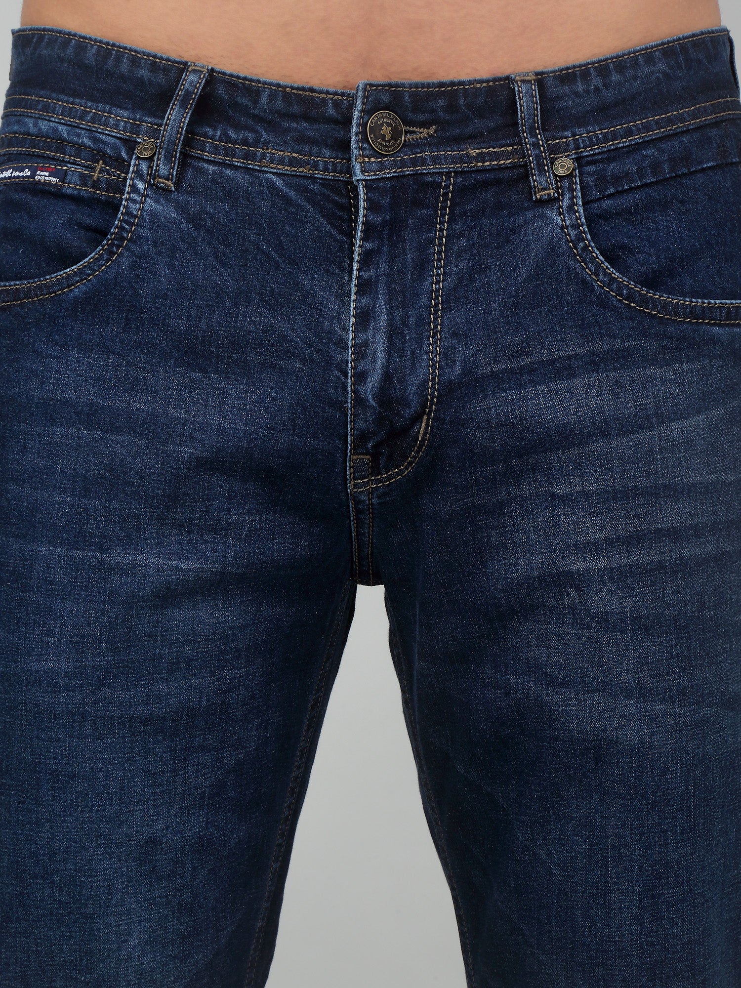 Denim Jeans for Men l Breathable & Soft with Color Fastness Ultra Narrow Fit Cotton Fabric Solid Pattern Button Closure - Image 5