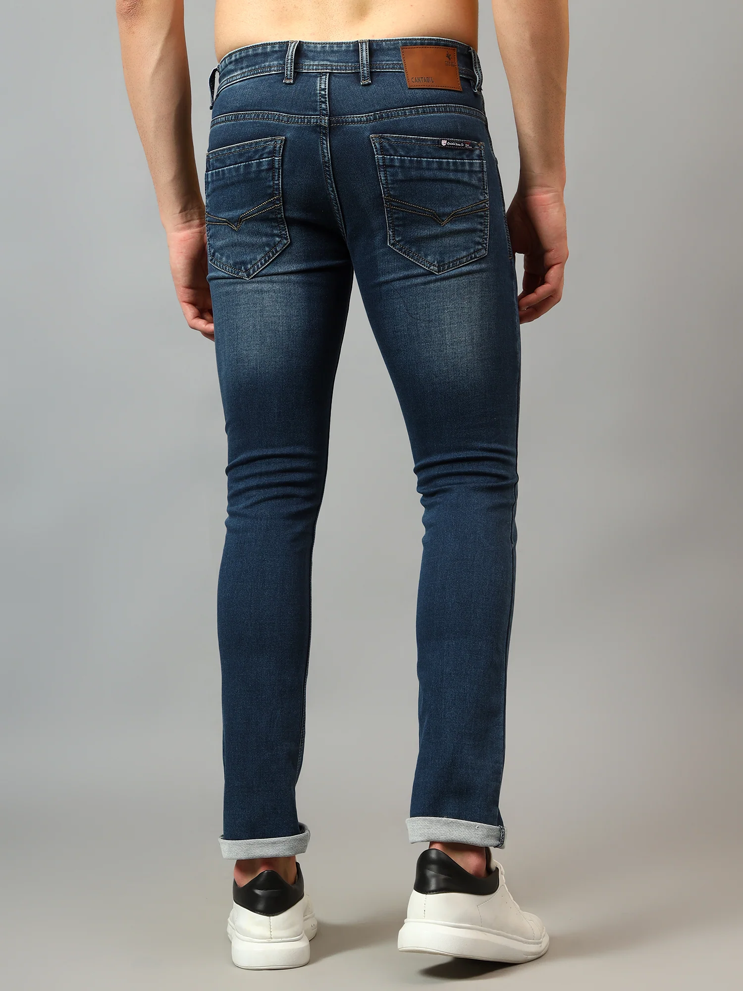 Denim Jeans for Men l Breathable & Soft with Color Fastness Ultra Narrow Fit Cotton Fabric Solid Pattern Button Closure - Image 3