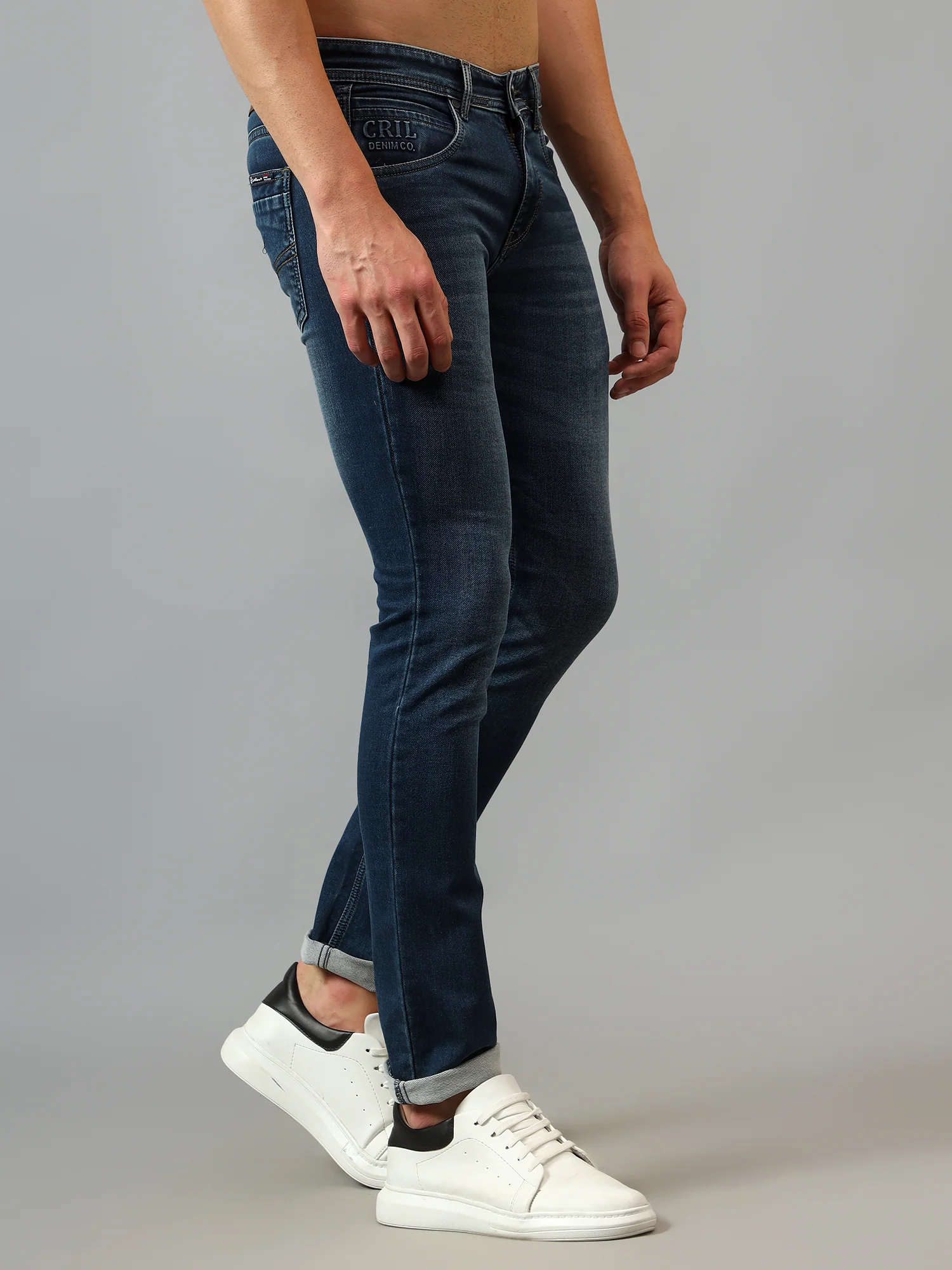 Denim Jeans for Men l Breathable & Soft with Color Fastness Ultra Narrow Fit Cotton Fabric Solid Pattern Button Closure - Image 6